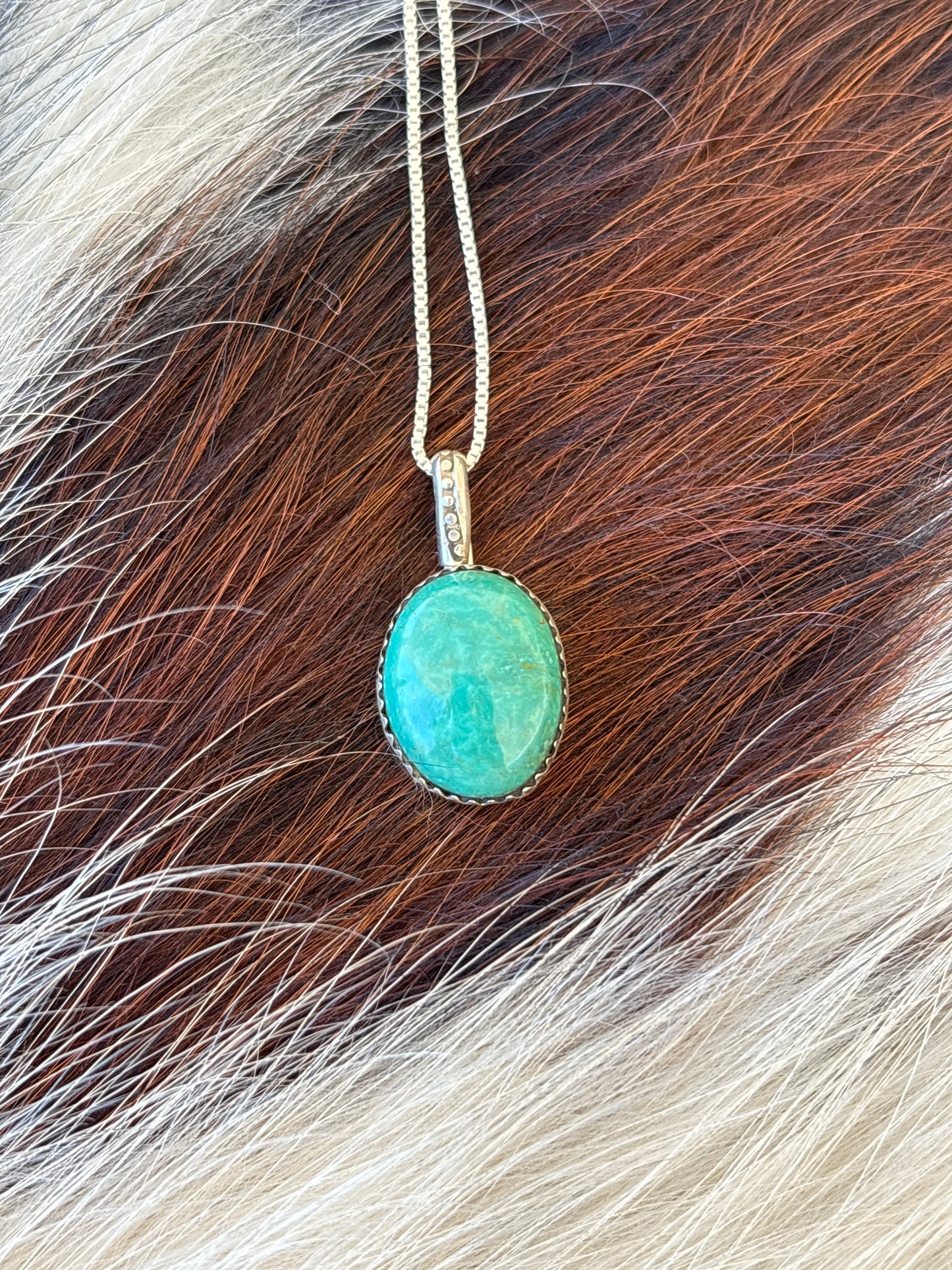 Native American, Hand-Made, Turquoise & Sterling Silver Necklace