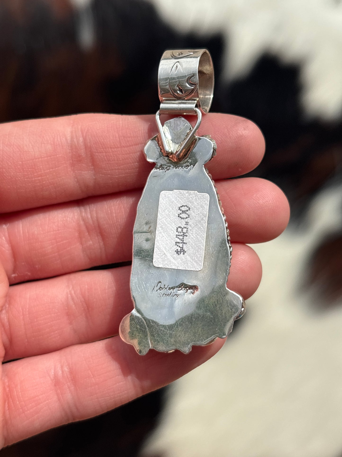 Native American, Hand-Made, Spiny Oyster, Turquoise & Sterling Silver Pendant