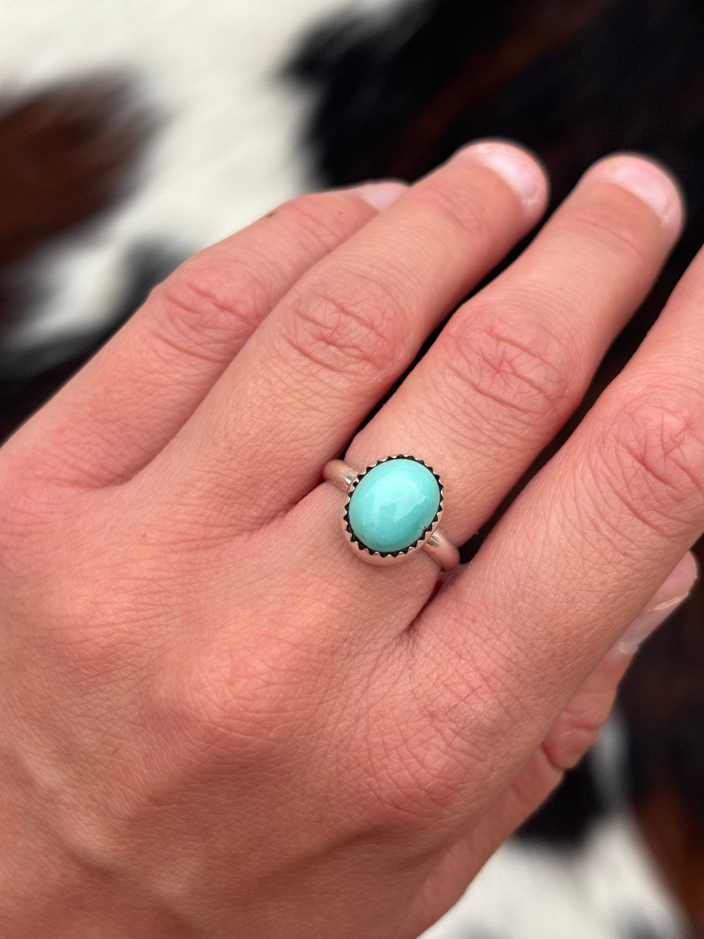 Native American, Hand-Made, Turquoise & Sterling Silver Ring