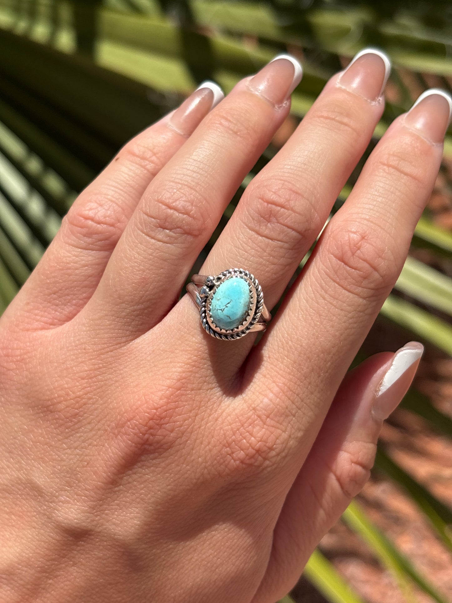 Native American, Hand-Made, Golden Hills Turquoise & Sterling Silver Ring