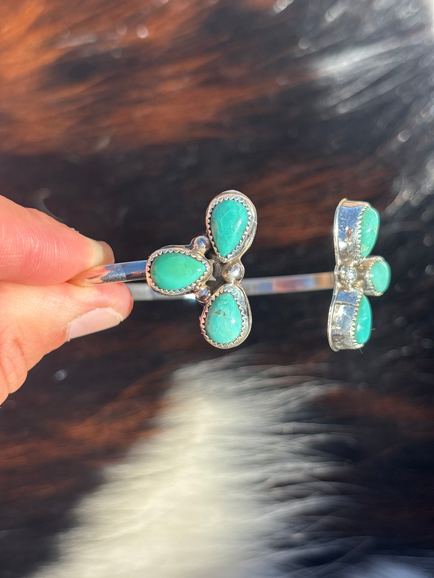 Native American, Handmade, Turquoise & Sterling Silver Cuff