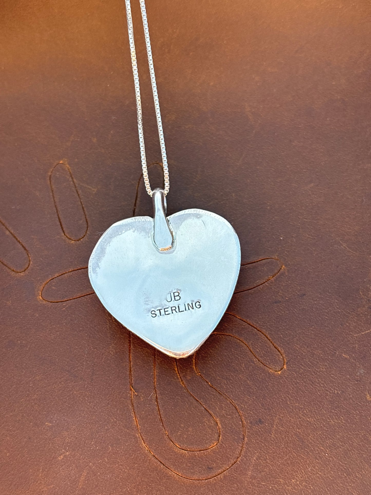 Native American, Hand-Made, Pink Conch & Sterling Silver Heart Necklace