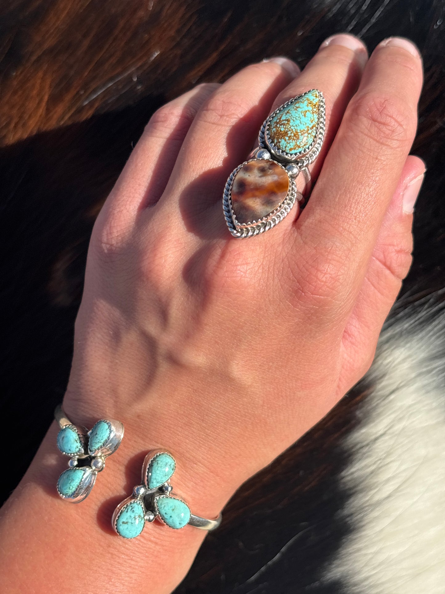 Native American, Handmade, Turquoise & Sterling Silver Cuff