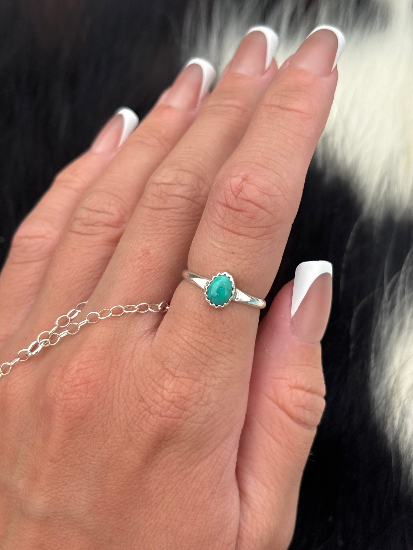 Native American, Hand-Made, Emerald Valley Turquoise & Sterling Silver Ring
