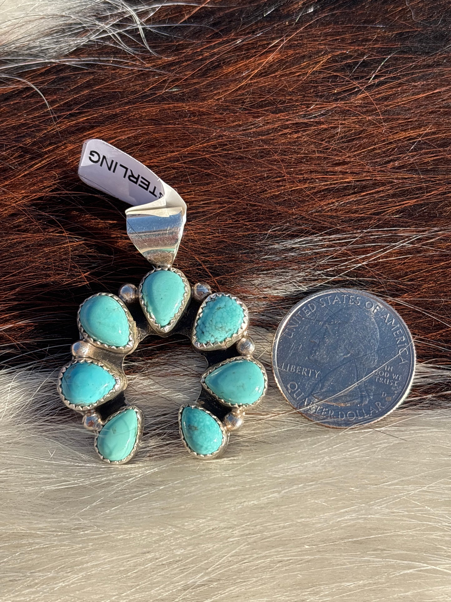 Native American, Hand-Made, Turquoise & Sterling Silver Naja Pendant