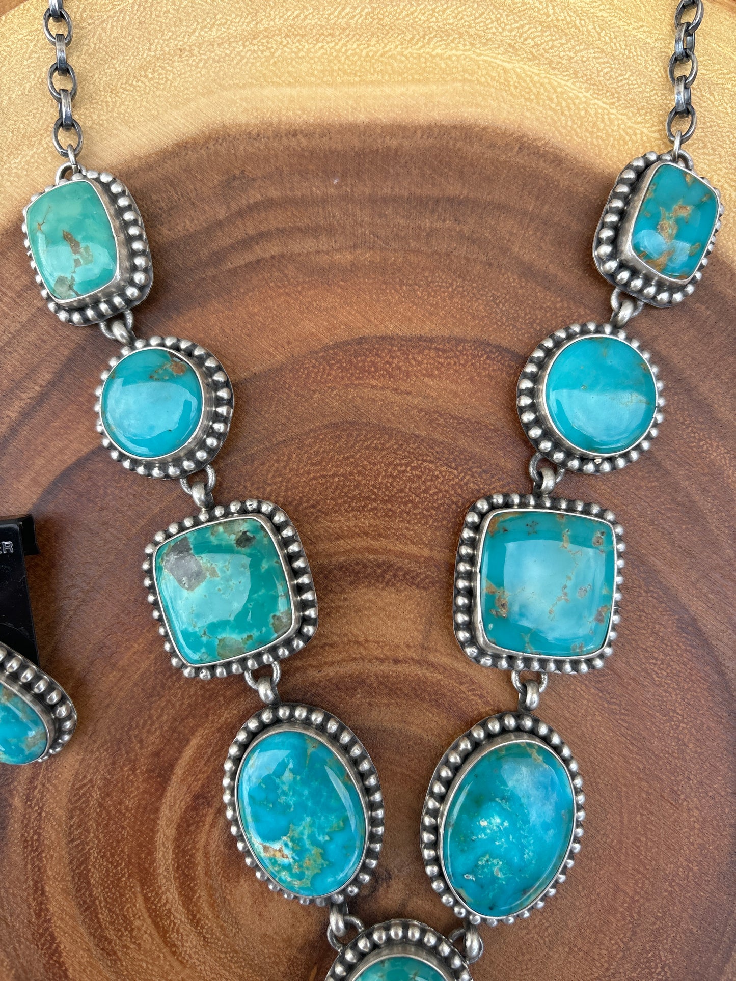 Native American, Hand-Made, Royston Turquoise & Sterling Silver Necklace and Earrings set