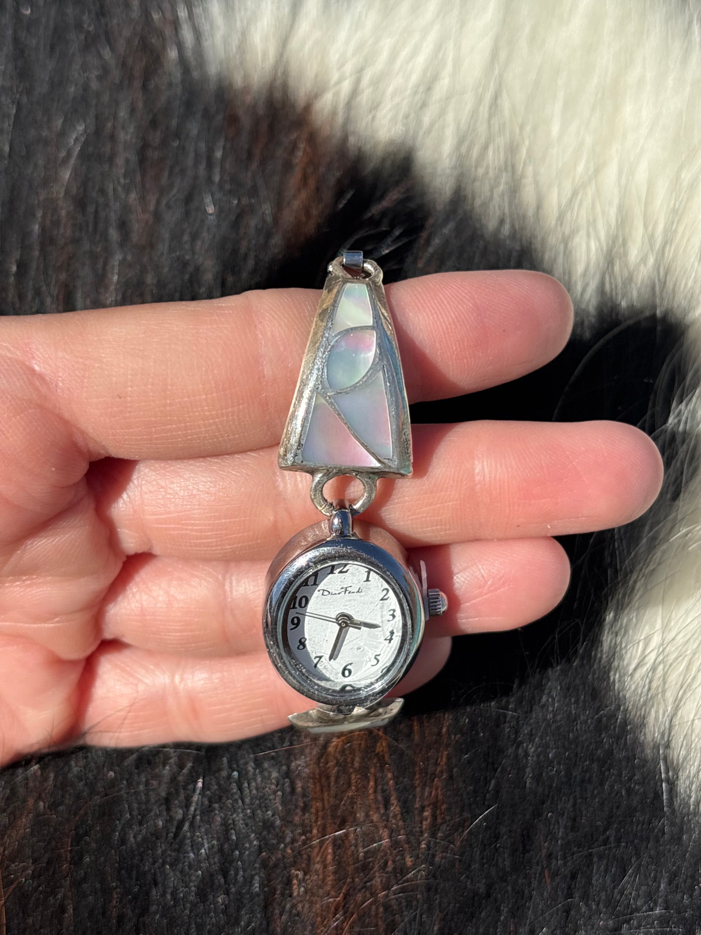 Vintage Native American, Handmade, M.O.P & Sterling Silver Watch
