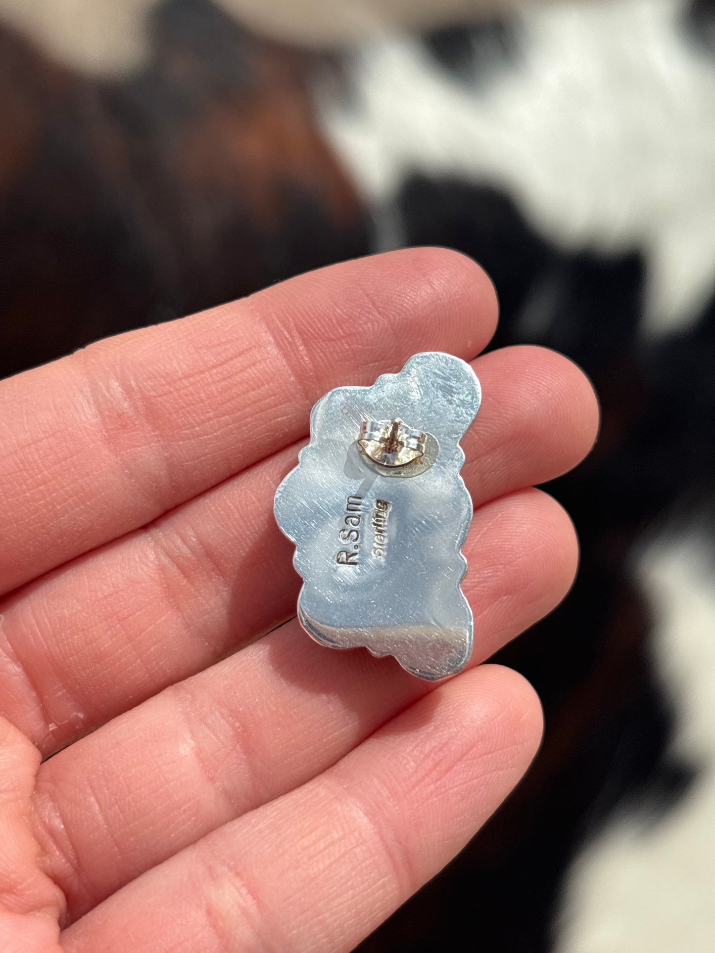 Native Made, Turquoise & Sterling Silver Cluster Earrings