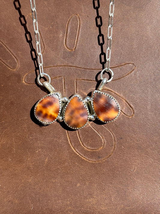 Native American, Hand-Made, Cowrie & Sterling Silver Necklace