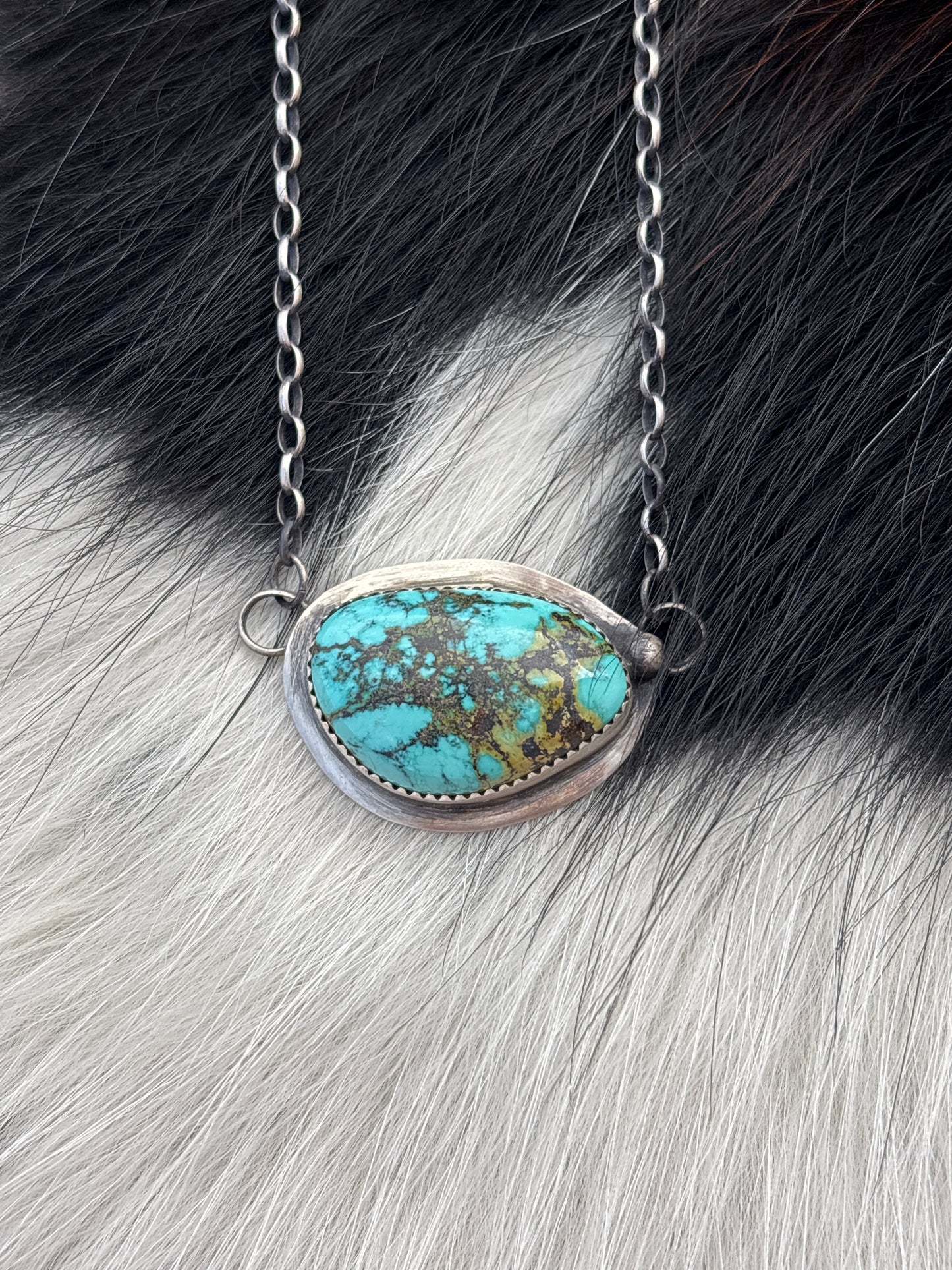 Native American, Hand-Made, Turquoise & Sterling Silver Necklace