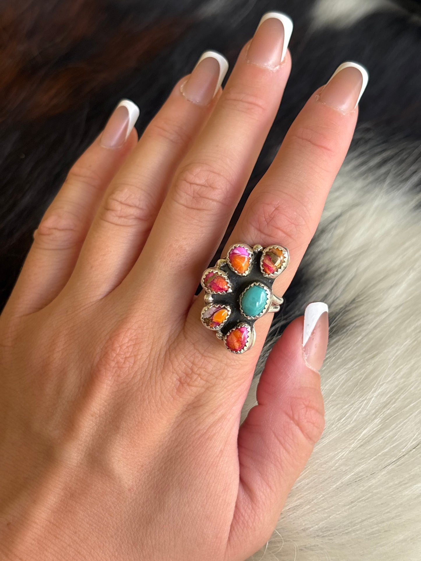 Native American, Hand-Made, Mojave, Turquoise & Sterling Silver Ring