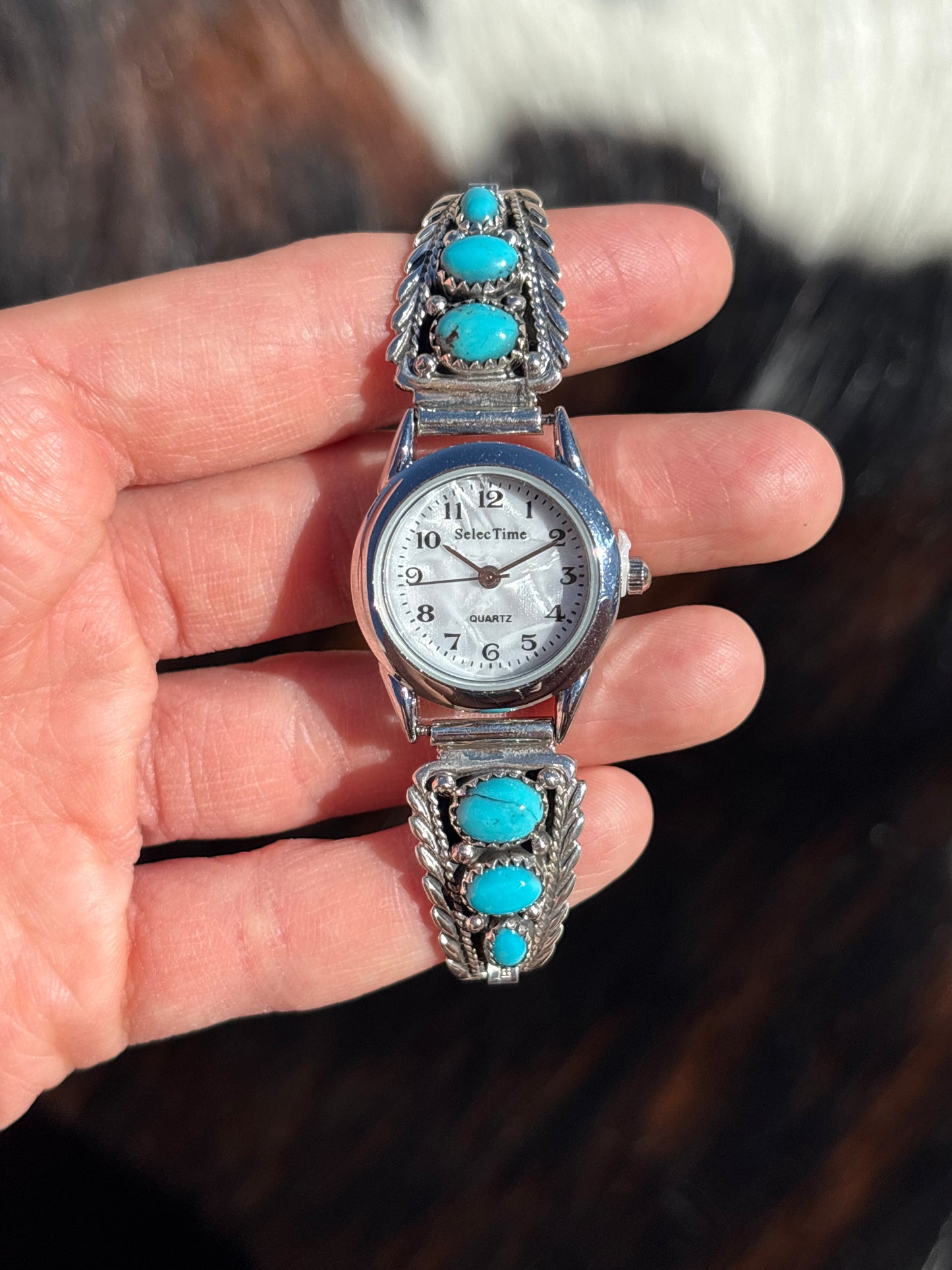 Native American, Handmade, Turquoise & Sterling Silver Watch