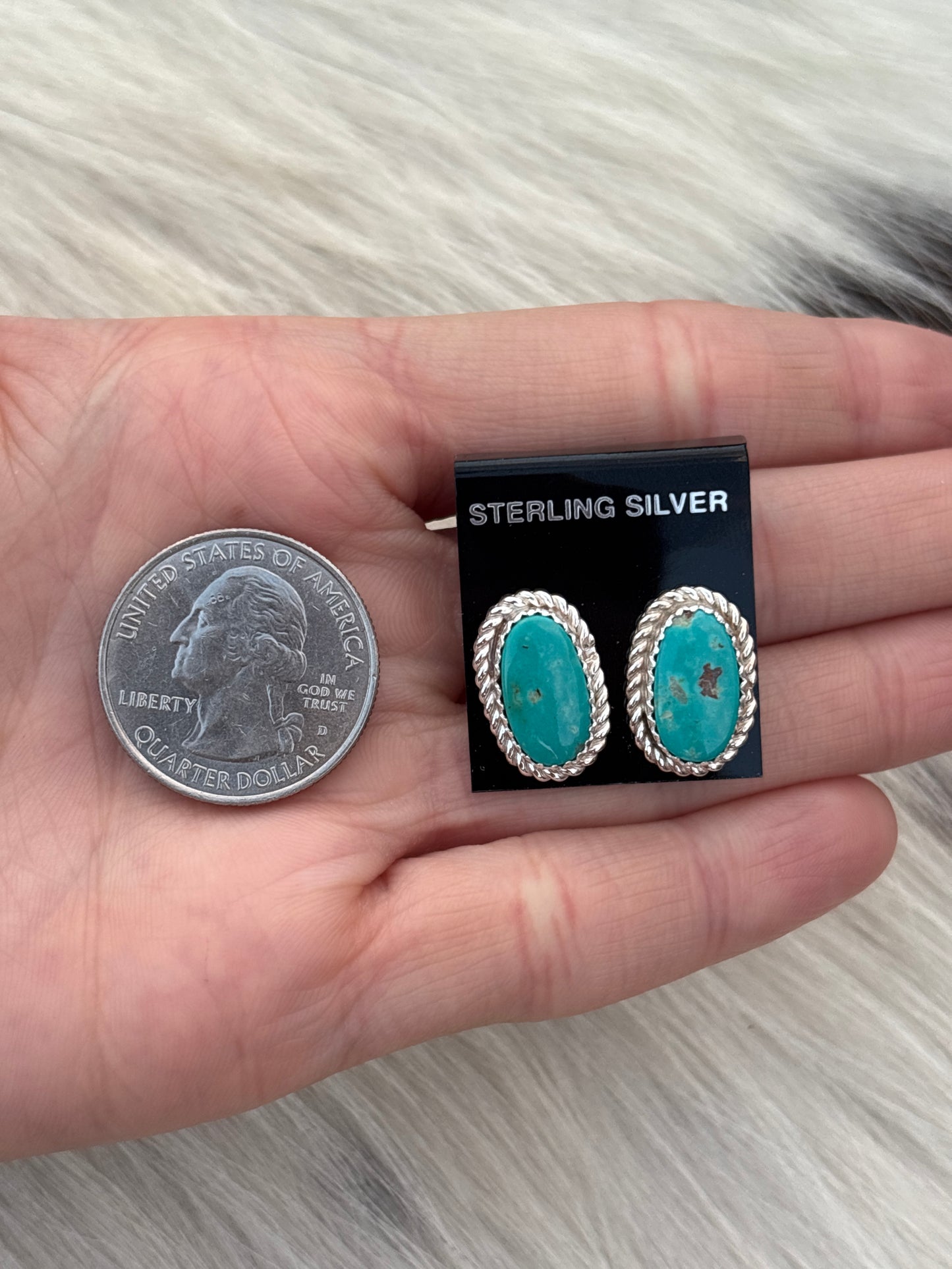 Native Made, Turquoise & Sterling Silver Earrings