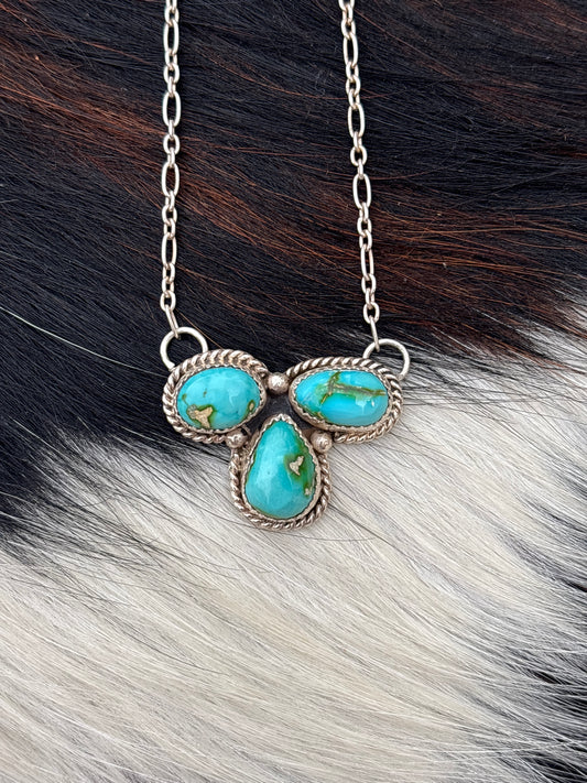 Native American, Hand-Made, Sierra Bella Turquoise & Sterling Silver Necklace