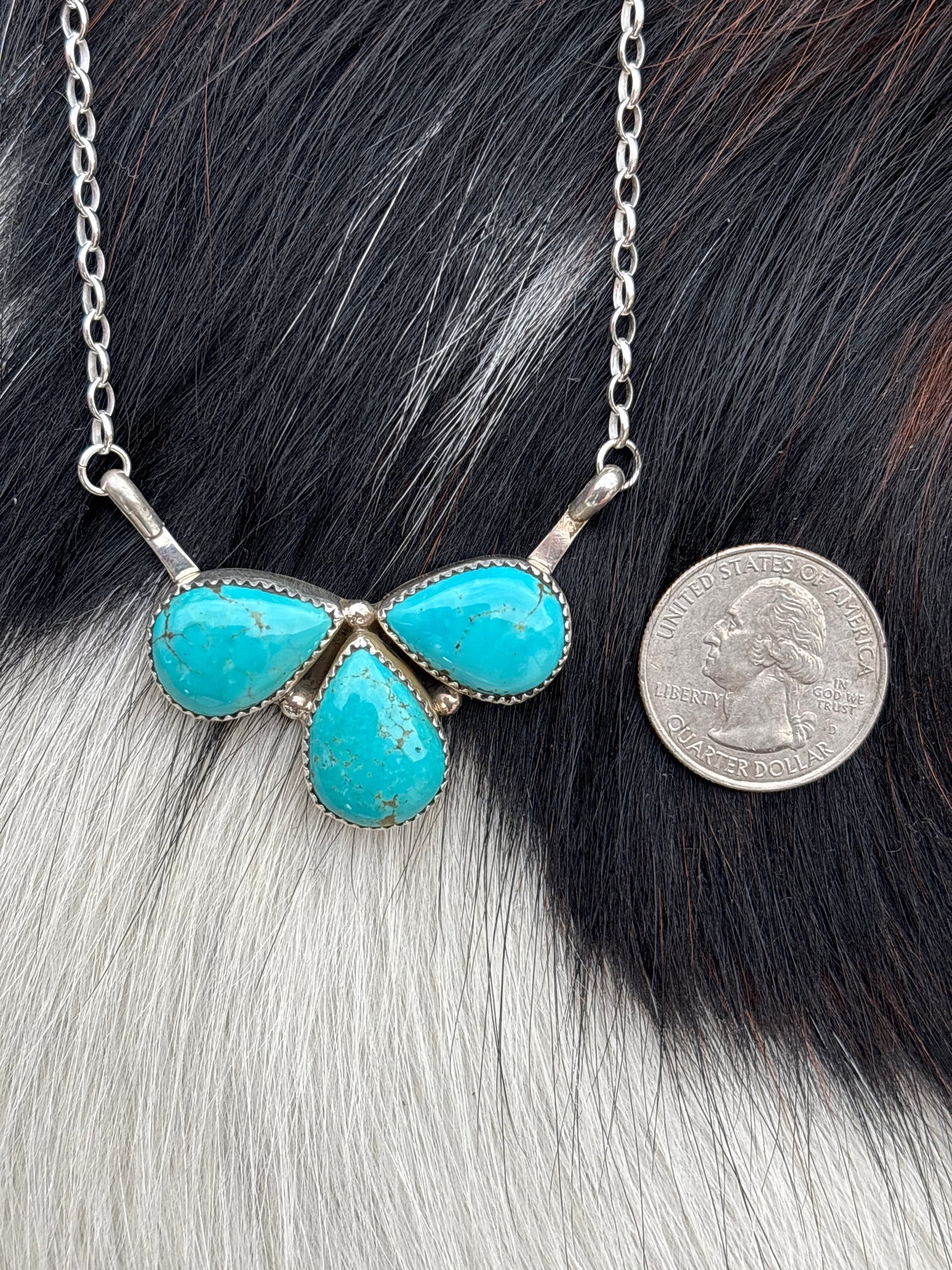 Native American, Hand-Made, Turquoise & Sterling Silver Necklace