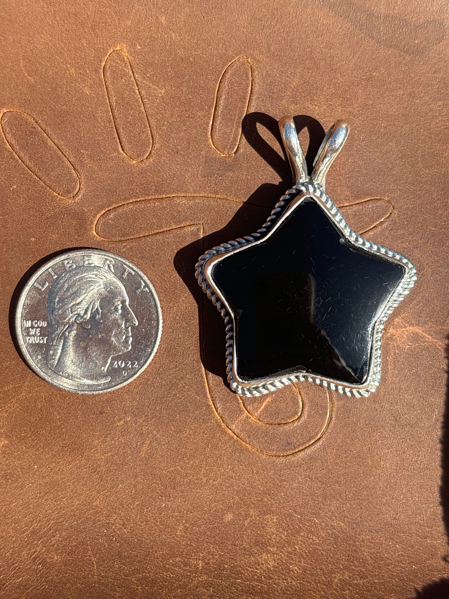 Native American, Hand-Made, Onyx & Sterling Silver Necklace