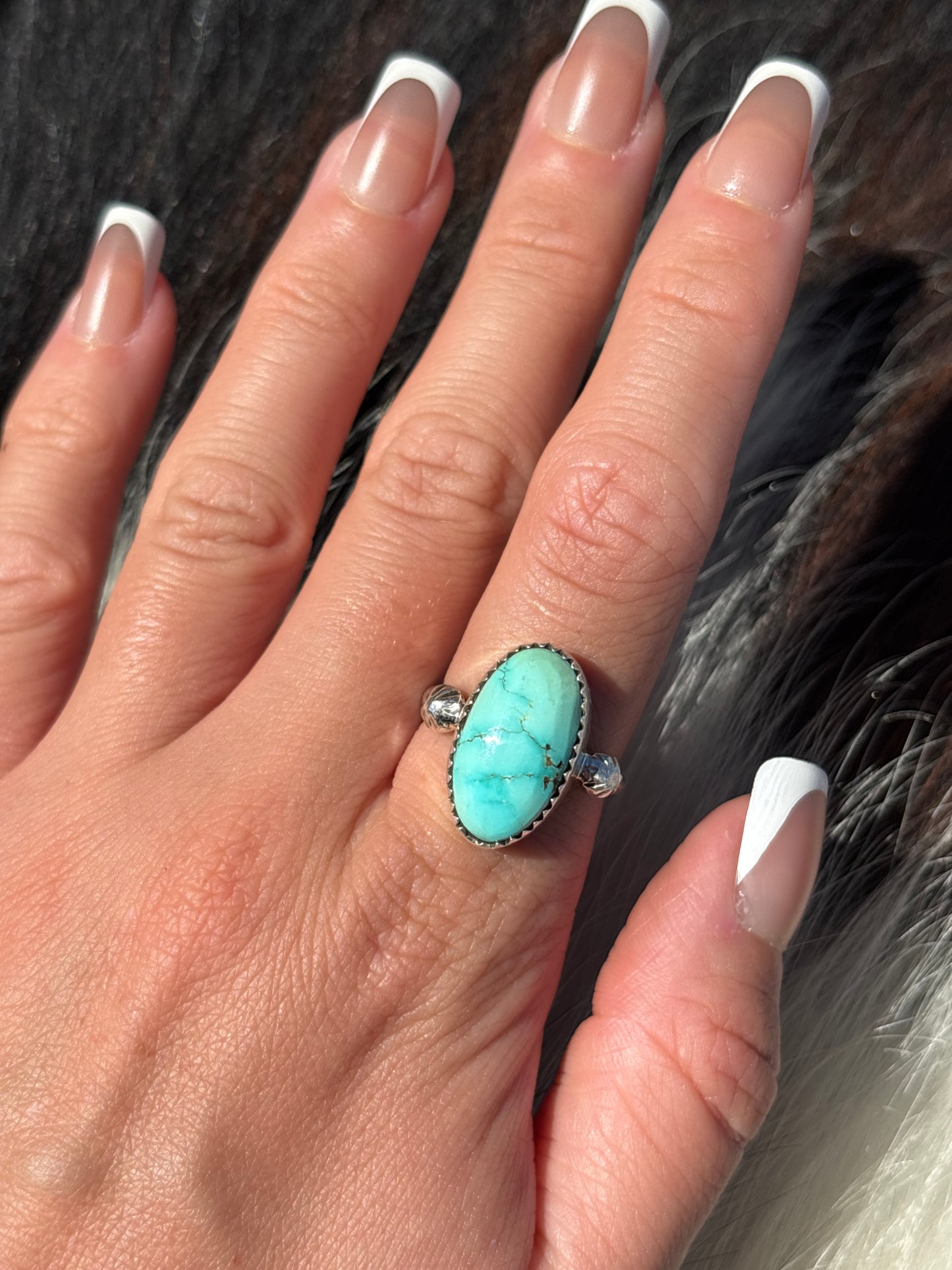 Native American, Hand-Made, Emerald Valley Turquoise & Sterling Silver Ring