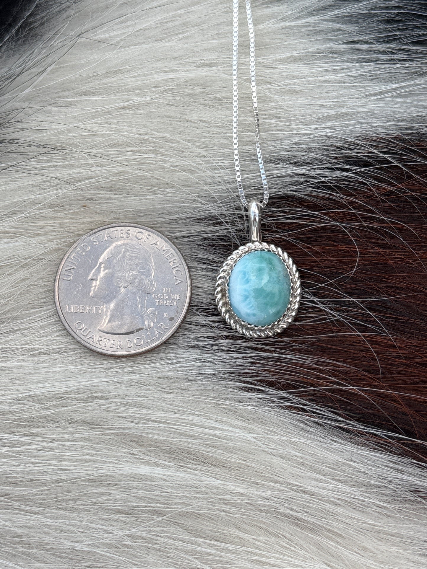Native American, Hand-Made, Larimar & Sterling Silver Necklace