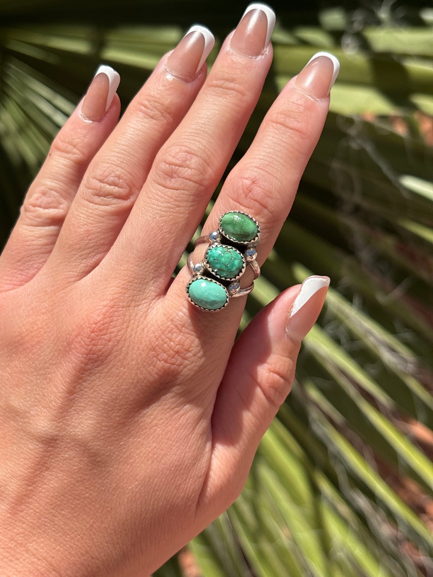 Native American, Hand-Made, Emerald Valley Turquoise & Sterling Silver Ring
