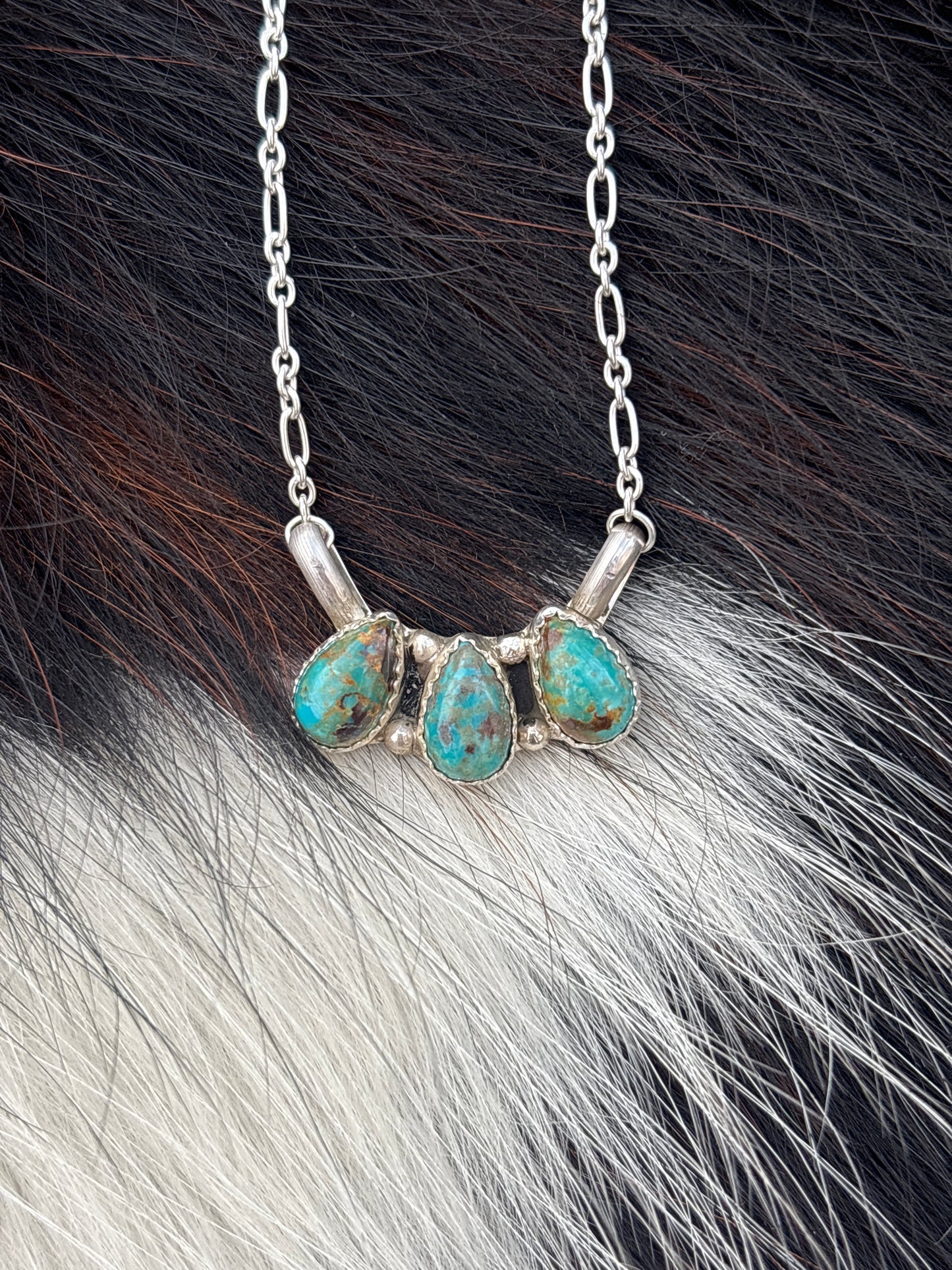 Native American, Hand-Made, Turquoise & Sterling Silver Necklace #9