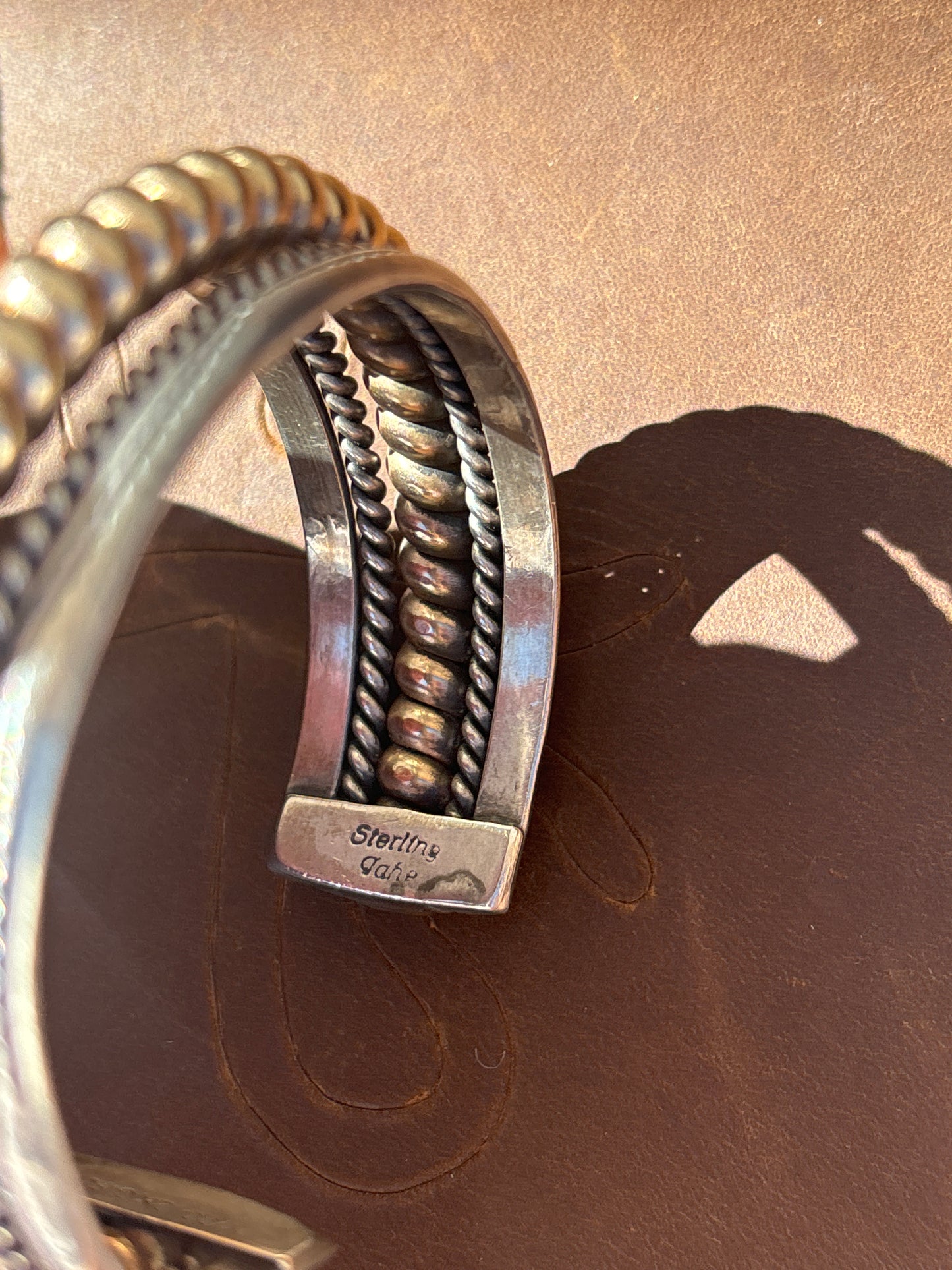 Native American, Hand-Made, Turquoise, 12k gold filled & Sterling Silver Cuff