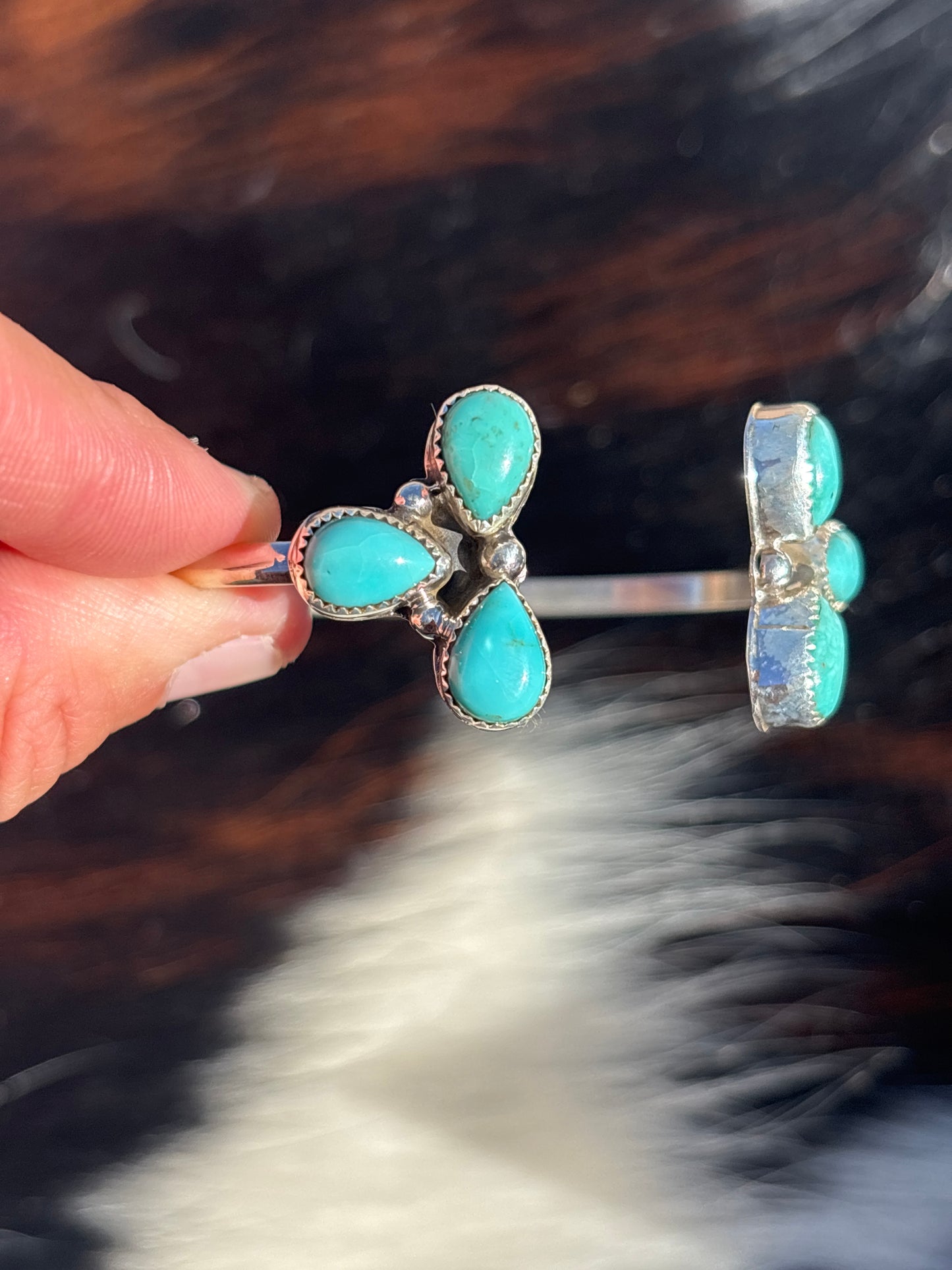 Native American, Handmade, Turquoise & Sterling Silver Cuff