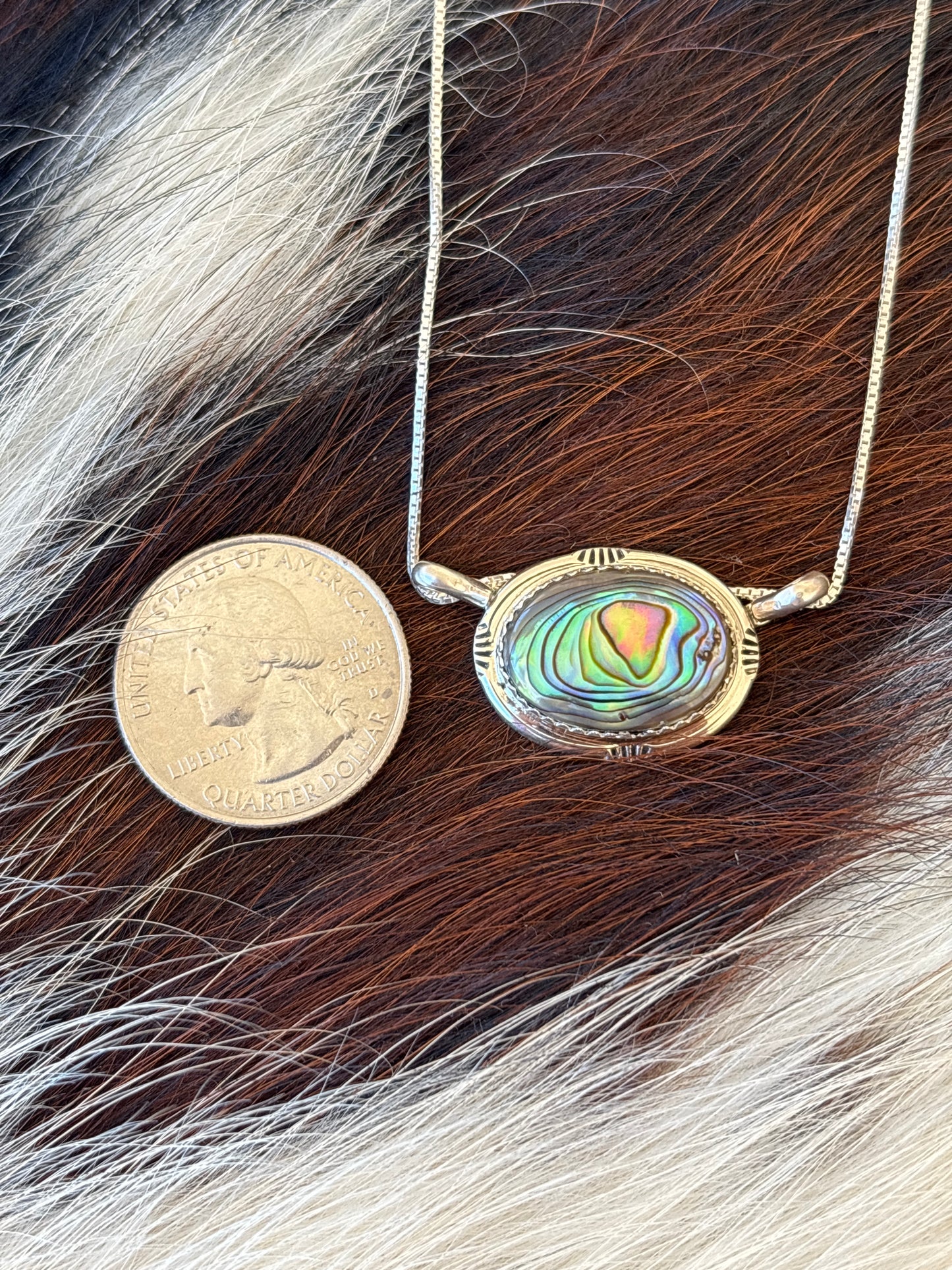 Native American, Hand-Made, Abalone & Sterling Silver Necklace