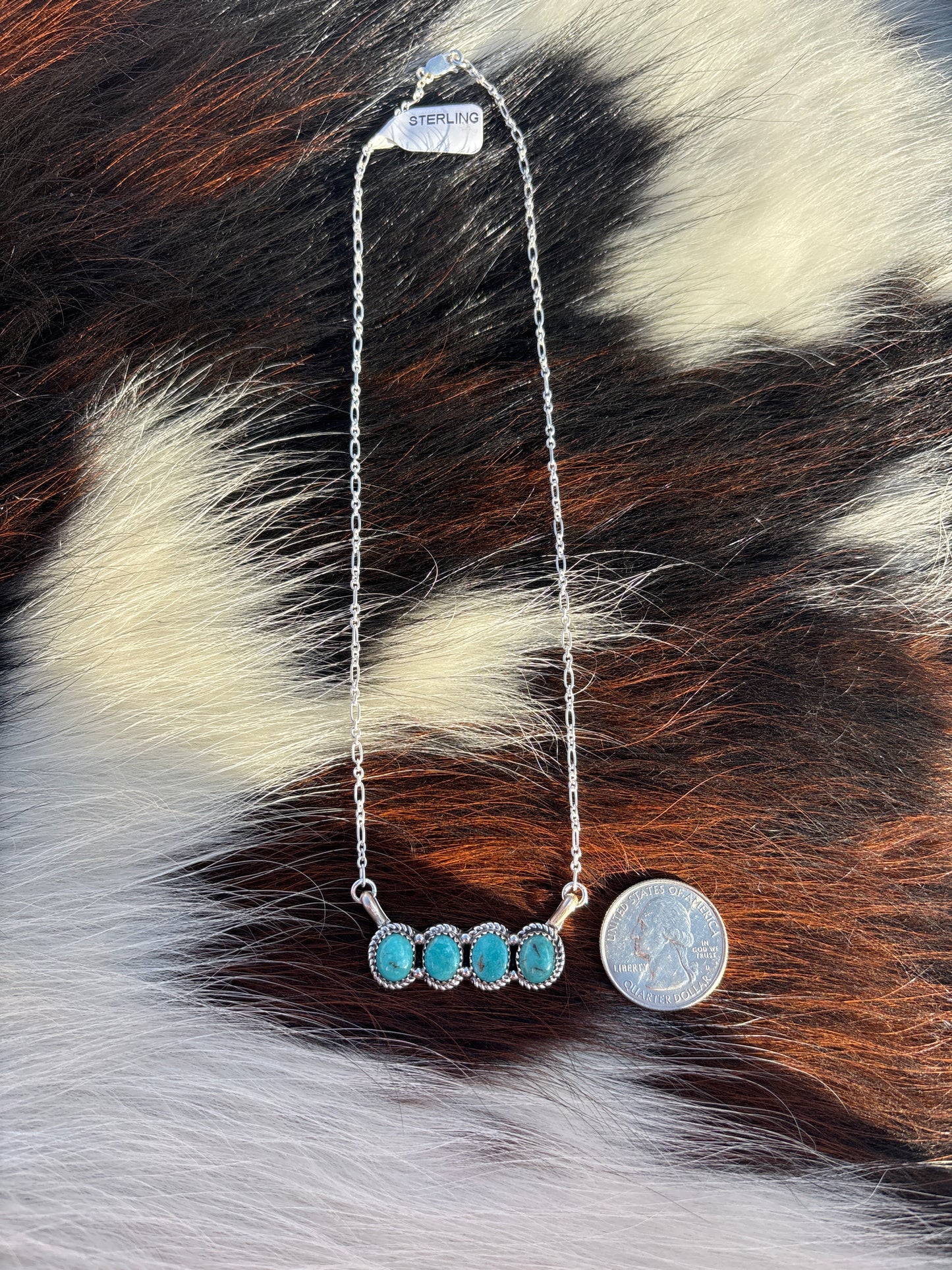 Native American, Hand-Made, Turquoise & Sterling Silver Necklace