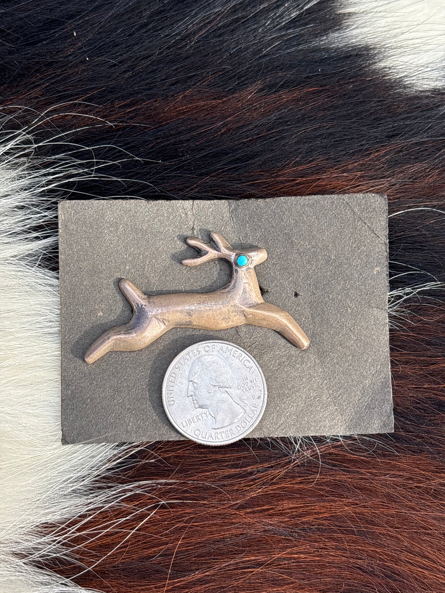 Vintage Native American, Hand-Made, Turquoise & Sterling Silver Brooch