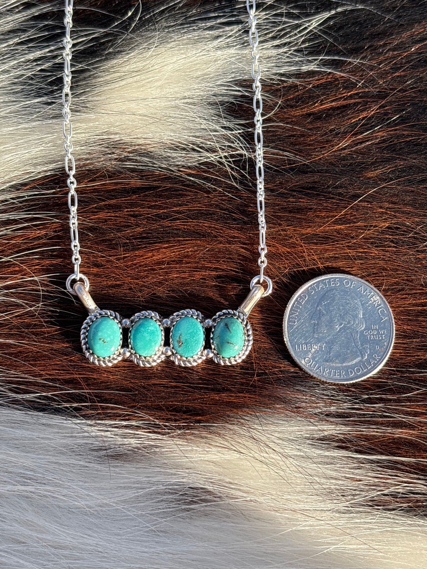 Native American, Hand-Made, Turquoise & Sterling Silver Necklace