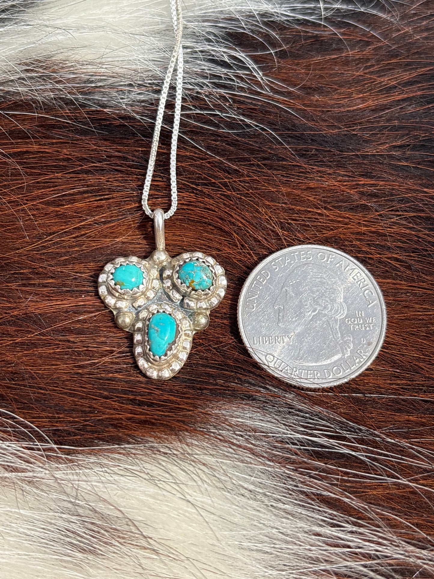 Native American, Hand-Made, Turquoise & Sterling Silver Necklace