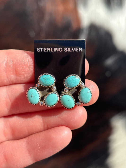 Native Made, Turquoise & Sterling Silver Earrings