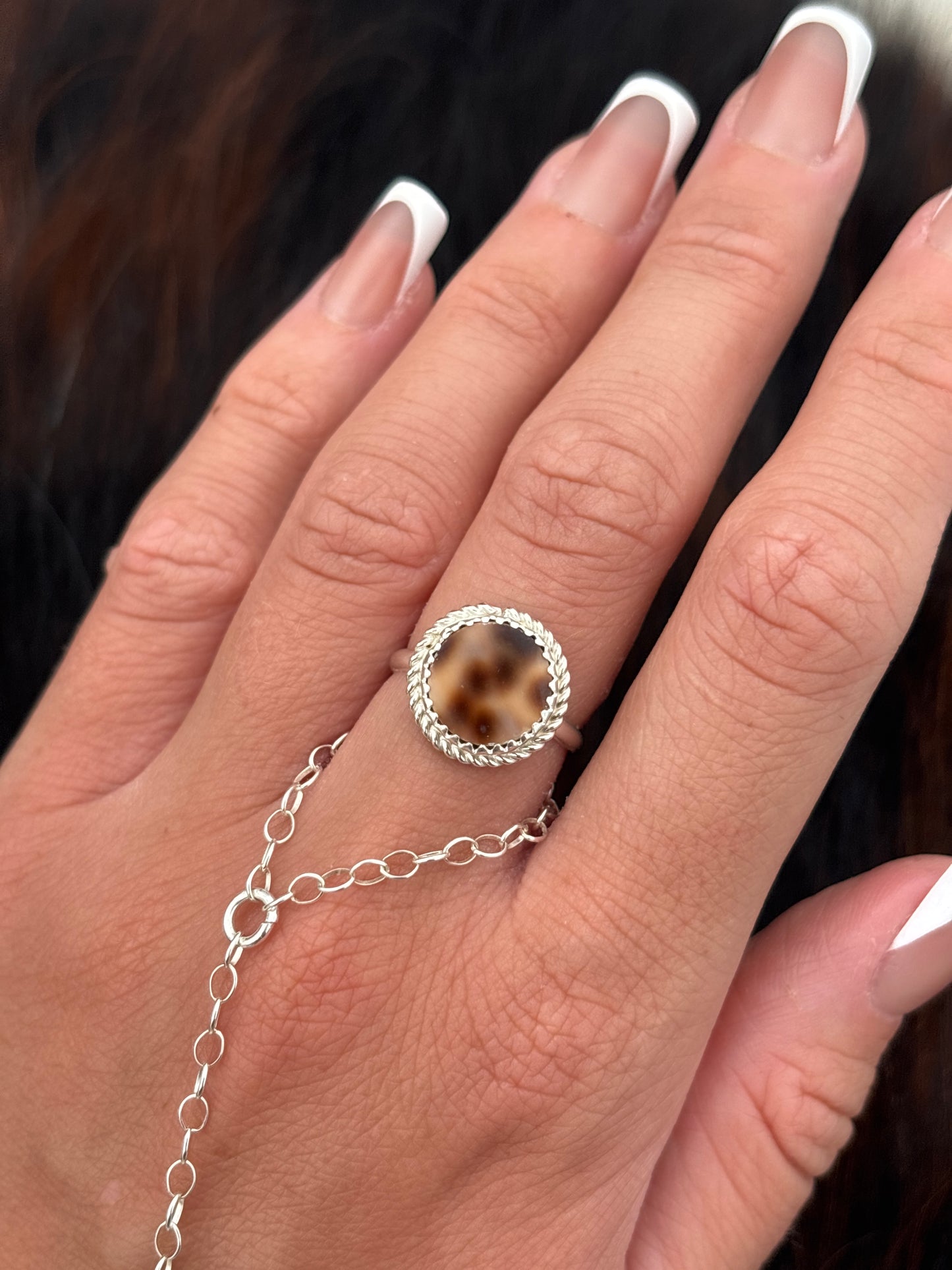 Native American, Hand-Made, Cowrie & Sterling Silver Ring