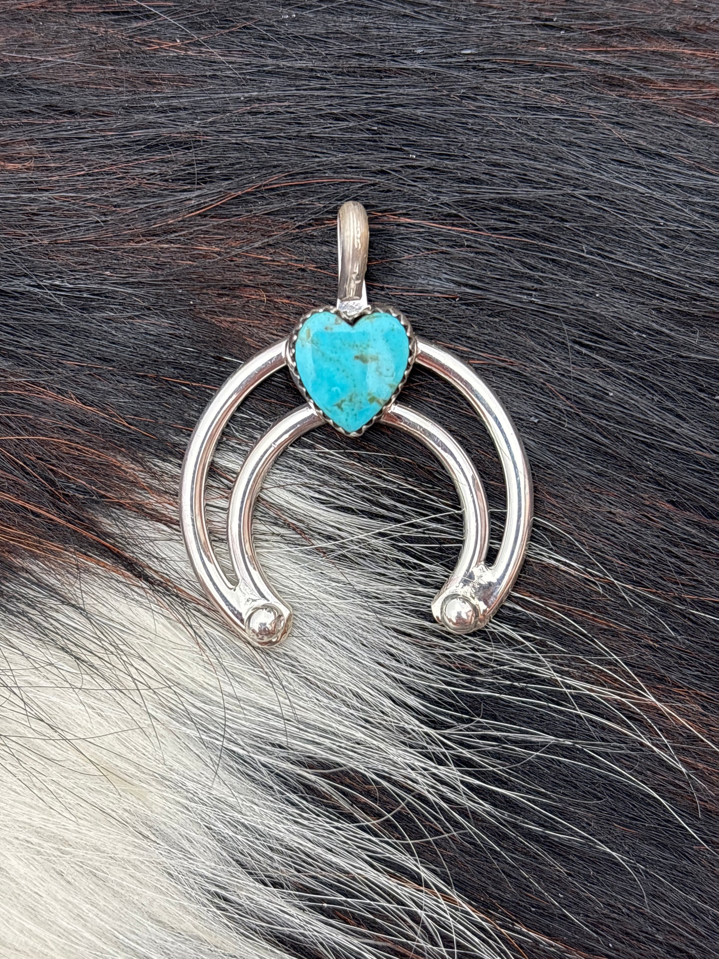 Native American, Hand-Made, Turquoise & Sterling Silver Naja Pendant