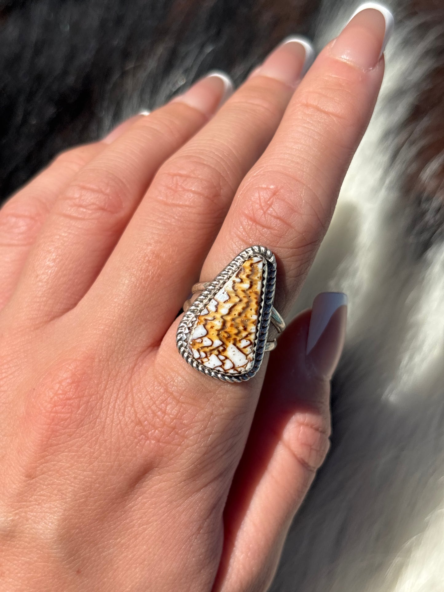 Native American, Hand-Made, Cone Shell & Sterling Silver Ring
