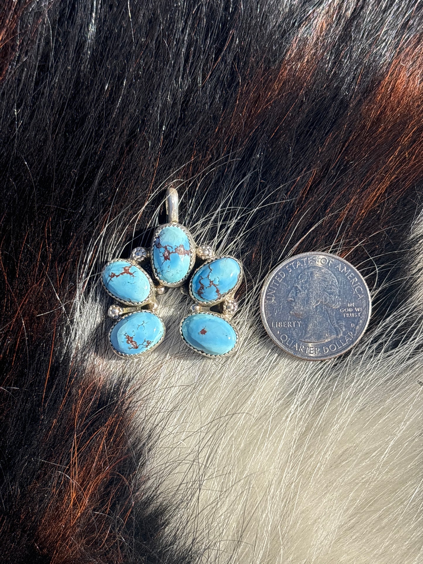 Native American, Hand-Made, Golden Hills Turquoise & Sterling Silver Naja Pendant