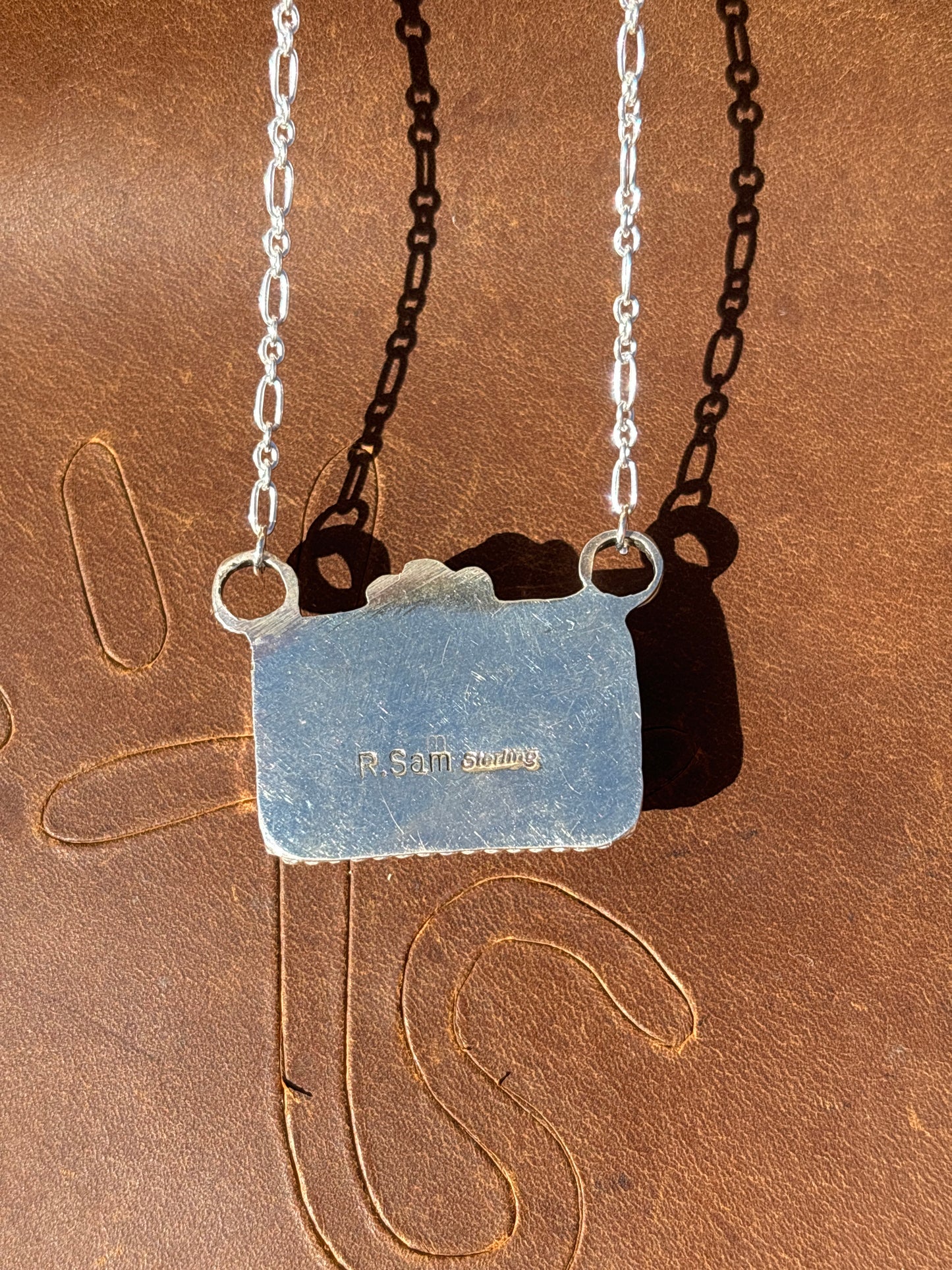 Native American, Hand-Made, Pink Opal & Sterling Silver Necklace