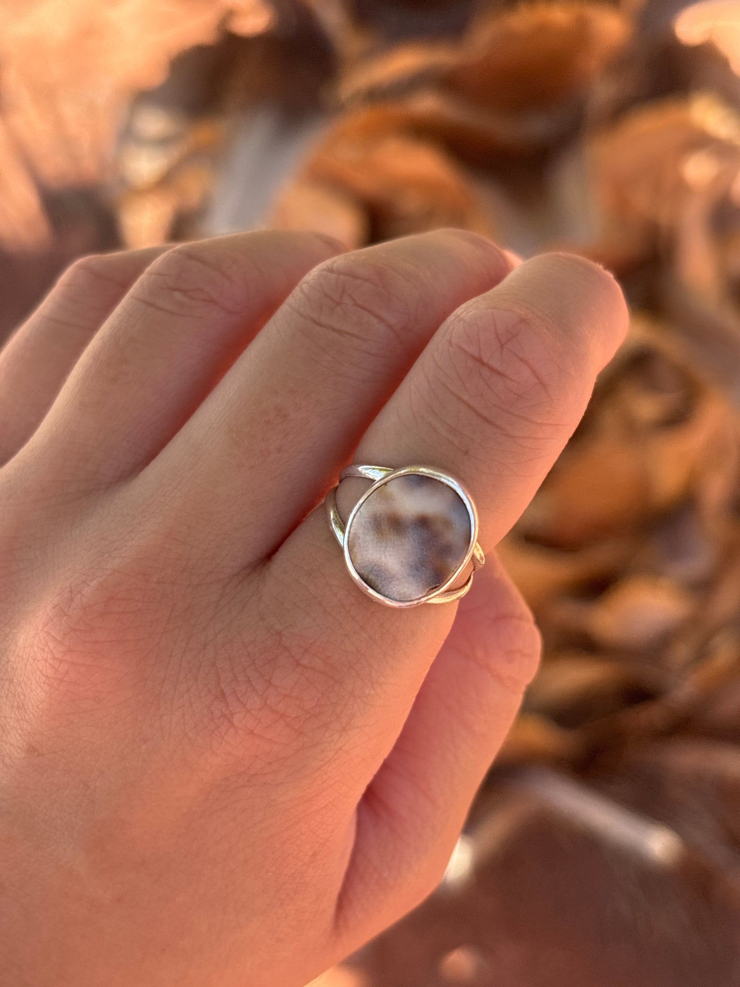 Native American, Hand-Made, Cowrie & Sterling Silver Ring
