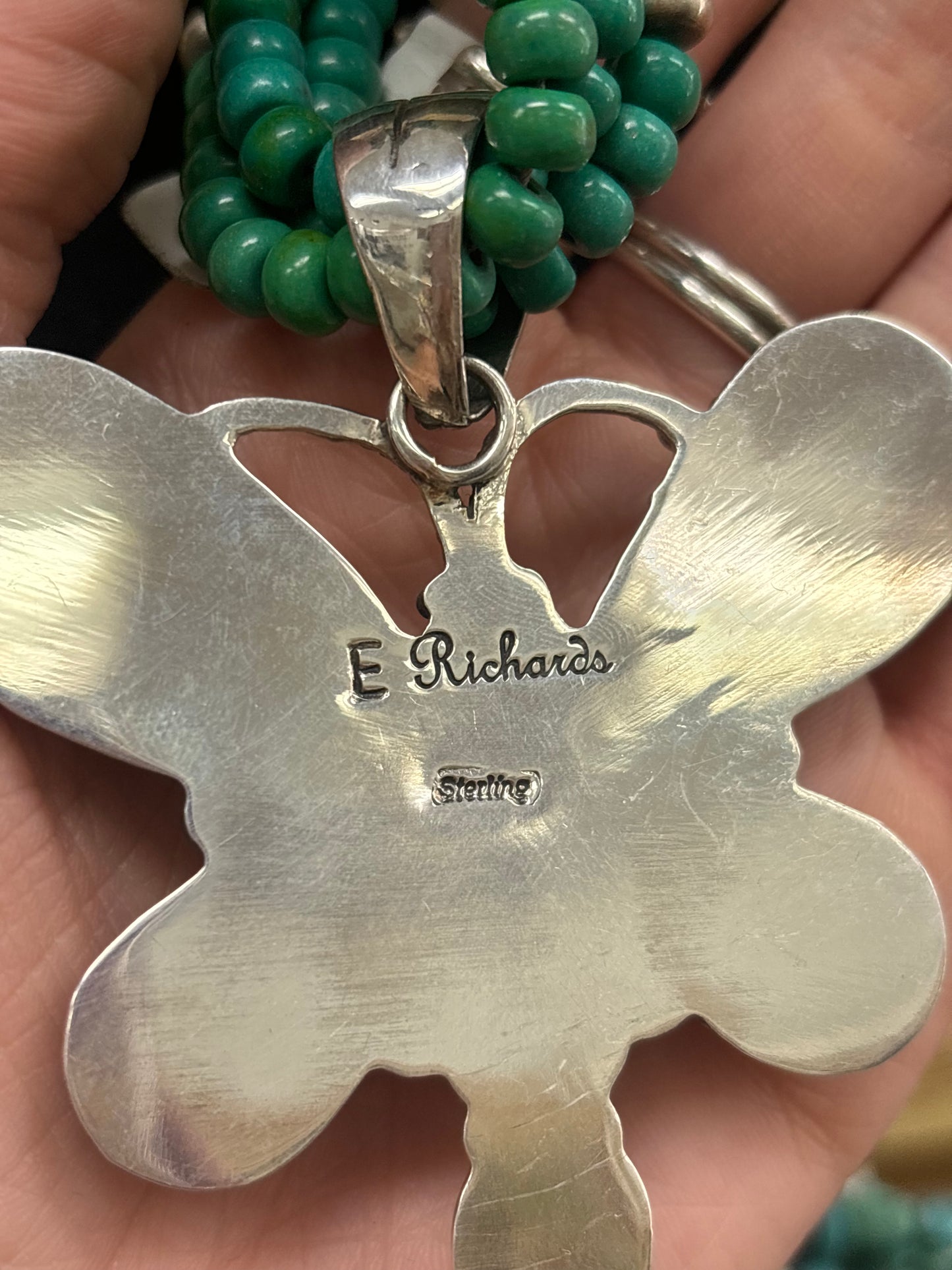 Native American, Hand-Made, Spiny Oyster & Turquoise Dragonfly Necklace